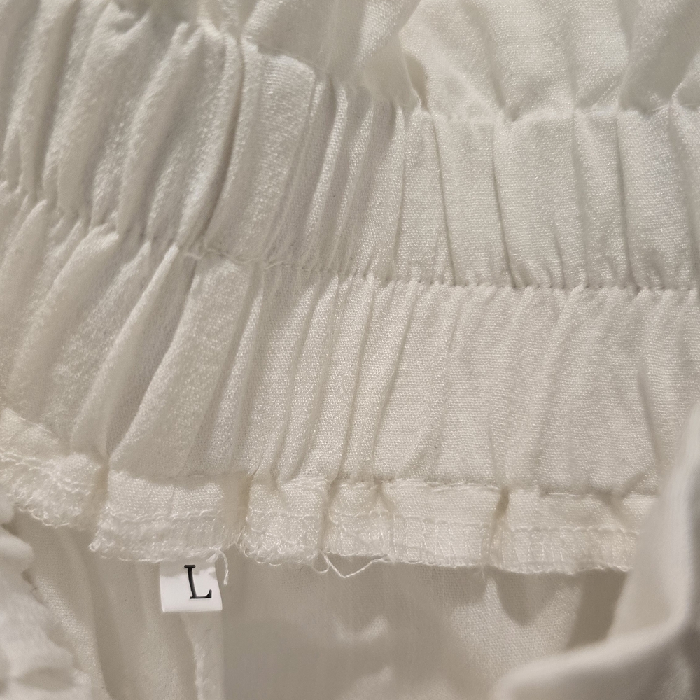 Women's White Drawstring Palazzo Pants - Picture 5 of 7